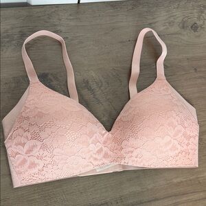 Knix Wing Woman Soft Pink Lace Overlay Bra - 2 - Large